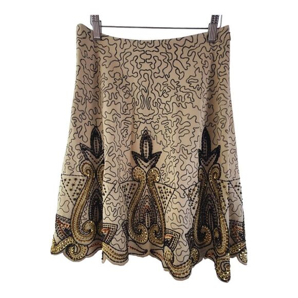 Basil Maude Hand Beaded Embellished A-line Skirt Sz 2 Boho Anthro Art To… - Picture 13 of 13